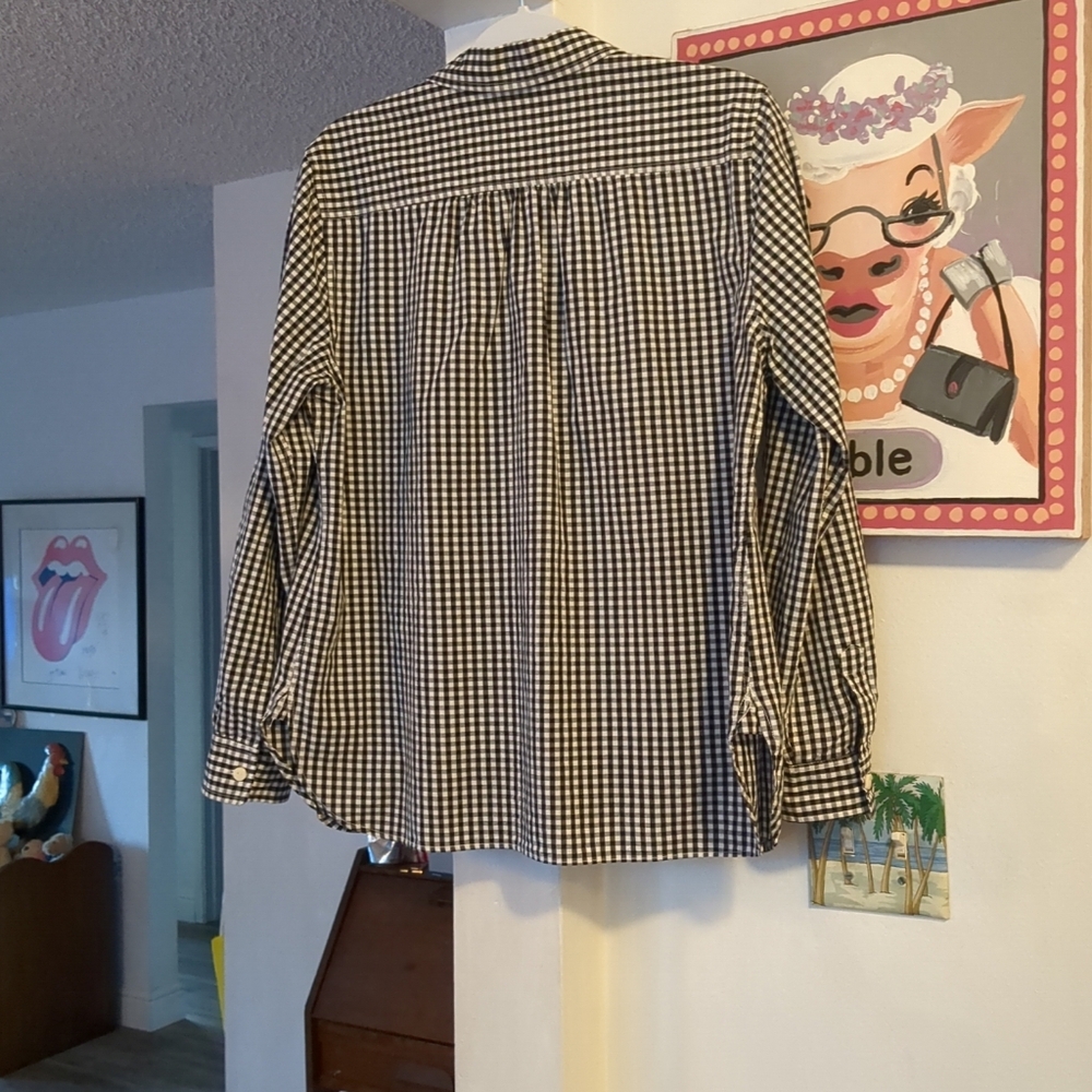Black & White GINGHAM CHECK Cotton Shirt Women's XL - Per Se - Picture 4 of 5